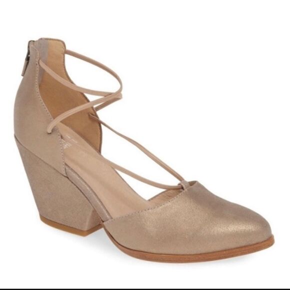 Eileen Fisher Ghillie Rope Pump Heel Sandal Platinum Size 8.5 B48 - Picture 1 of 9
